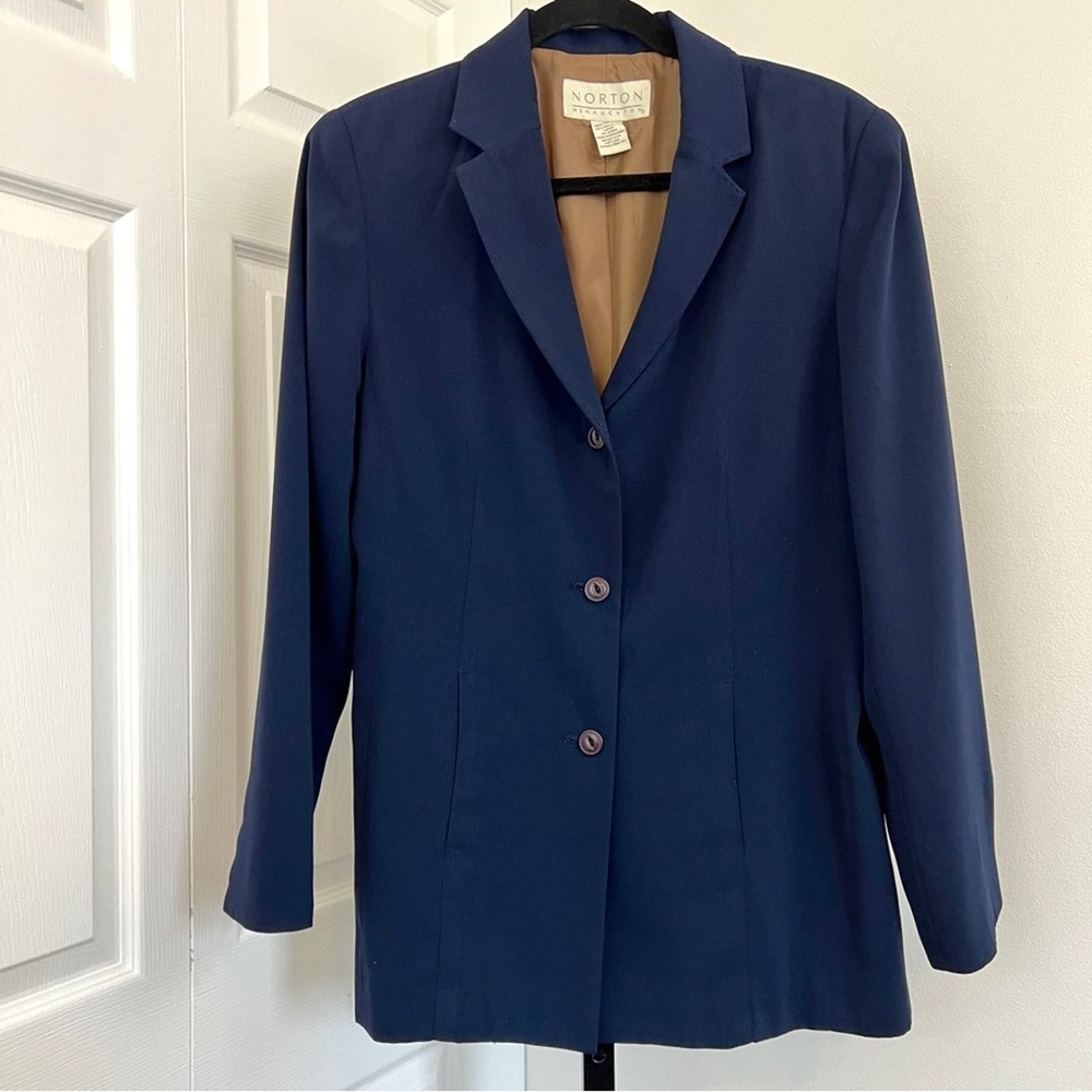 Norton McNaughton Double Breast Blazer Navy Blue Size 10